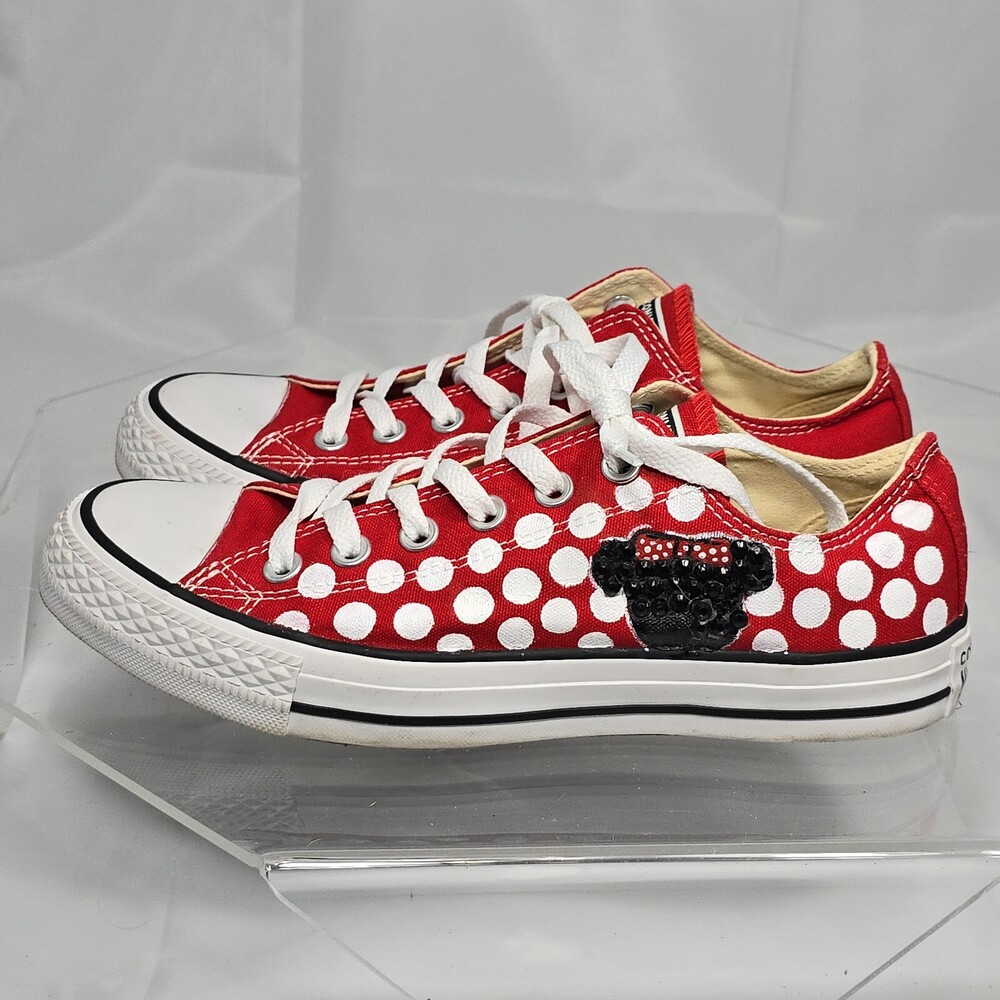 Custom Minnie Mouse Converse CT All Star Ox M9696 Red Sneakers Women 8 Handmade